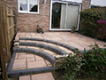 Block patio with paving steps